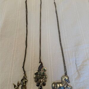 Mermaid, Peacock, and Horse Pendant Necklaces